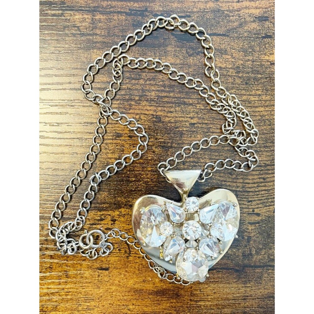 Juicy Couture Giant Heart Necklace Iridescent Aurora Borealis Stones 90s Vintage